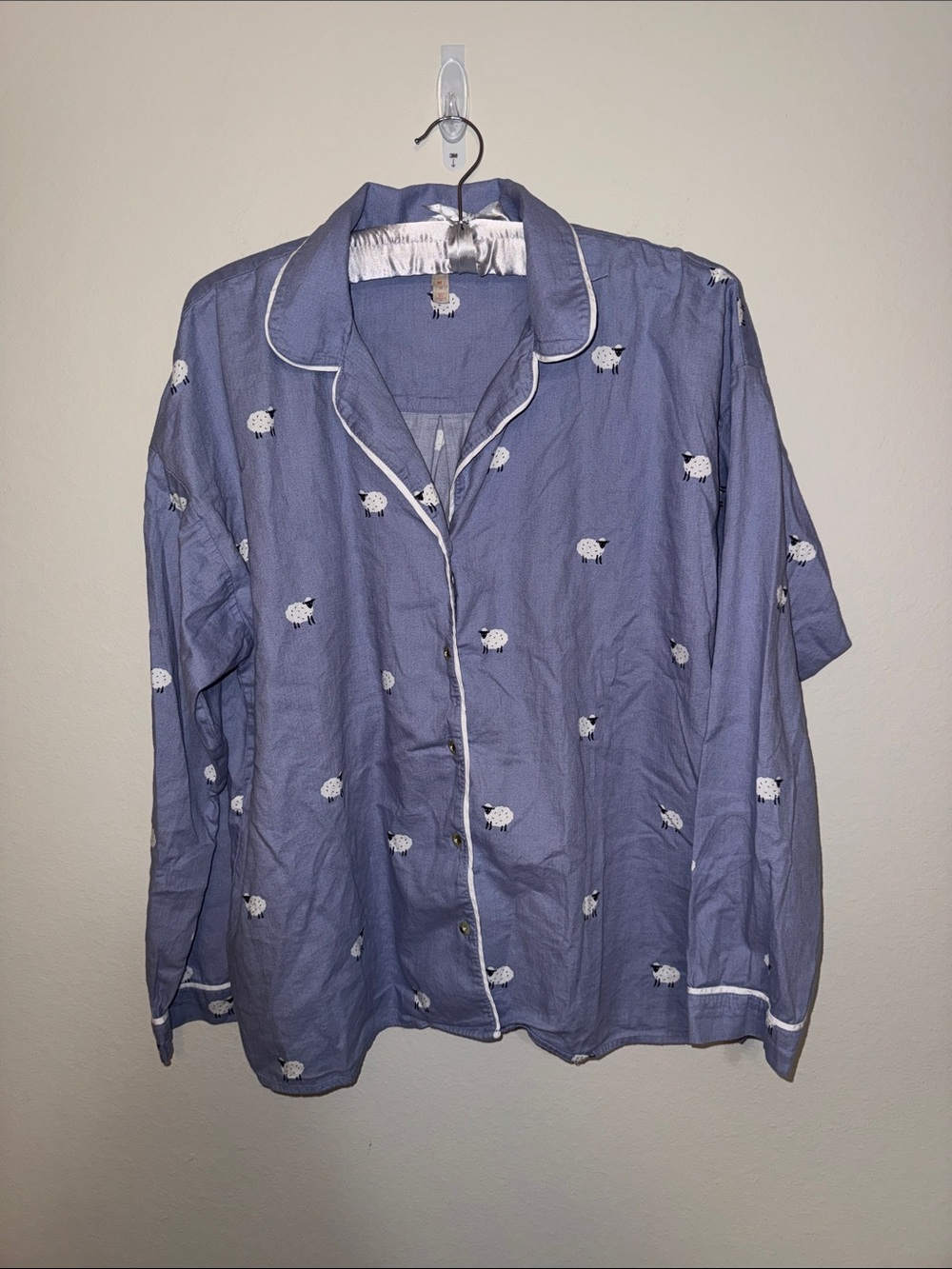 Lyrebird Blue Sheep Print Button-Up Pajama Top XL